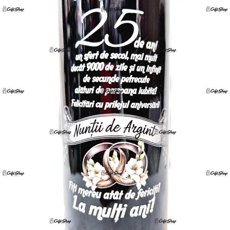 25 de ani nunta de argint, editie limitata, vin rosu cabernet sauvignon, demisec, 750ml, 13.5% alcool